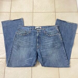 Levi Strauss Co 527 Low Boot Cut Jeans Mens W38 L30 Blue Denim Frayed Hem